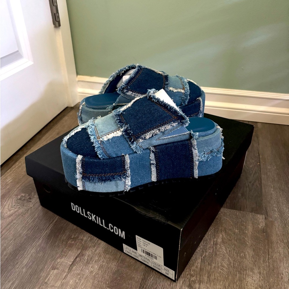 Dollskill - Gritty Rebel Platform Clogs Denim - Never Worn